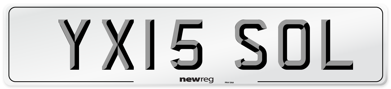 YX15 SOL Number Plate from New Reg